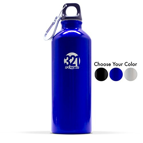 321 STRONG 500 mL (16.9 Fluid Ounce) Aluminum Water Bottle, Metallic Blue