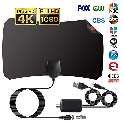 TV Antenna Indoor, Digital Amplified HD TV Antennas 75-120 Miles Range, 4K 1080P VHF UHF Freeview Television Local Channels w/Detachable Signal Amplifier and 12.1ft Longer Coax Cable