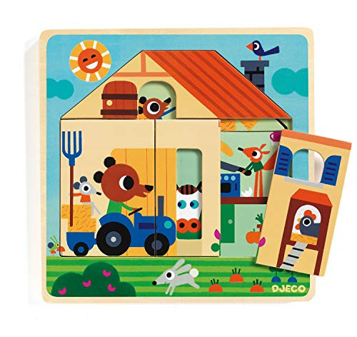 DJECO Chez Gaby Farm 3 Layer Wooden Puzzle