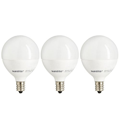 Sunlite G16.5/LED/7W/D/E12/FR/ES/27K/CD/3PK Dimmable Energy Star 2700K Candelabra Base Warm White LED Globe G16.5 7W Light Bulb (3 Pack), Frosted