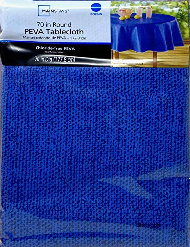 Technimark Mainstays Vinyl Tablecloth 70" Round Linen Blue Theme