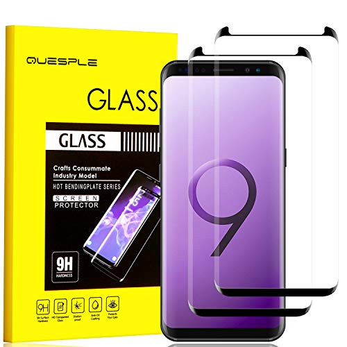 QUESPLE Galaxy S9 Screen Protector, Tempered Glass Case Friendly HD 9H Hardness Bubble Free Anti-Scratch Screen Protector for Samsung Galaxy S9 [2-Pack]