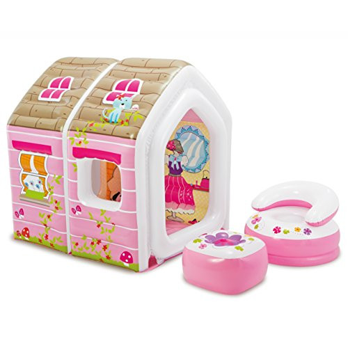 Intex Princess Play House, Inflatable Play House with Air Furniture, 49" X 43" X 48", for Ages 2-6