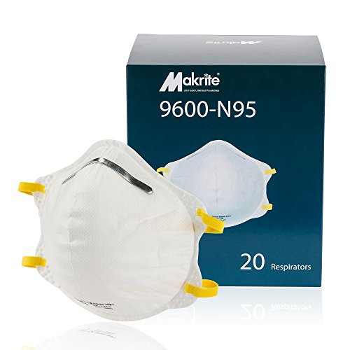Makrite 9600-N95 Foldable Cone N95 Dust Particulate Respirator, Regular size (Pack of 20)
