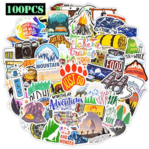Ehope Outdoor Stickers Wilderness Nature Stickers Water Bottle Hiking Camping Travel Adventure Stickers Laptop Stickers Vinyl Decals for Car Bumper Helmet Luggage Waterproof(100 Pcs Outdoor Adventure)