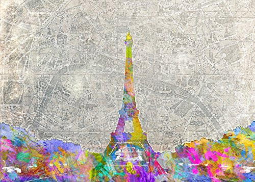 Posterazzi Eiffel Tower Map Color Splash Poster Print by Aimee Stewart, (18 x 9)