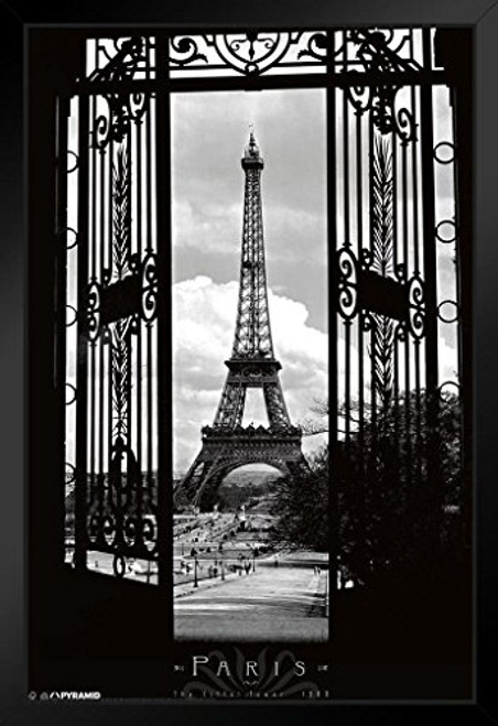 Pyramid America Eiffel Tower Through The Gates Black Wood Framed Poster 14x20 inch Pyramid America Eiffel Tower Through The Gates Black Wood Framed Poster 14x20 inch