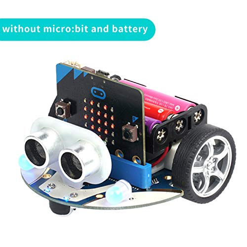 Elecfreaks microbit Smart Cutebot Kit for Kids BBC Micro:bit Robot Car, DIY Programmable Robot Kit, STEM Educational Project, Graphical Makecode Learning Car with Wiki Tutorial(Without Micro:bit)