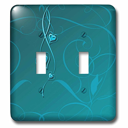 3dRose LLC lsp_108522_2 Elegant Dangling Hearts On Vine Design, Aqua Green Double Toggle Switch