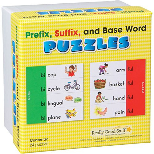 Really Good Stuff Prefix, Suffix, and Base Word Puzzles  Fun Learning Game for Grades 2-4, Teach and Learn Prefixes and Suffixes, Ideal for Classroom and Home Learning