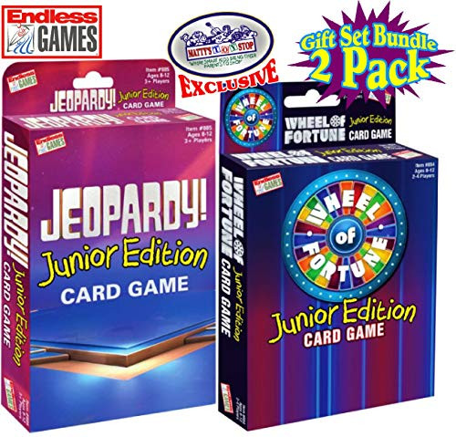 Endless Games Jeopardy! Junior Edition Card Game & Wheel of Fortune Junior Edition Card Game Gift Set Bundle - 2 Pack (Matty's Toy Stop Exclusive)