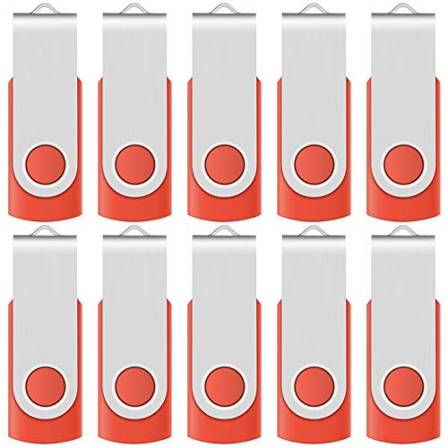 Enfain Red USB Flash Drive 16GB USB2.0 Memory Stick 10 PCS Thumb Drive Bulk Jump Drive Zip Drives, with Led Indicator, Plus 12 Removable Mark Labels (16 GB, Red, 10 Pack)