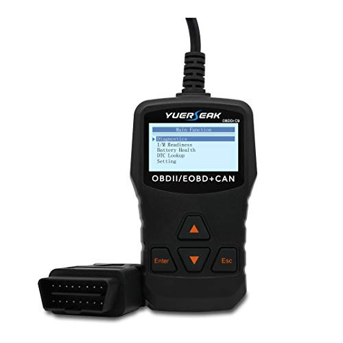 YUERSEAK OBD2 Scanner, Car OBD II Code Reader with Battery Test Engine Fault Code Reader CAN Diagnostic OBDII Scan Tool Read/Clear Your Check Engine Light O2 Sensor EVAP System