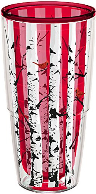 Tervis 1287085 Aspen Trees with Cardinals Insulated Tumbler with Wrap, 24oz, Red