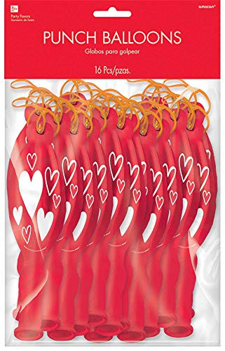 Amscan Valentine's, Day Red Punch Balloons, 16 Ct, Multicolor (3901435)