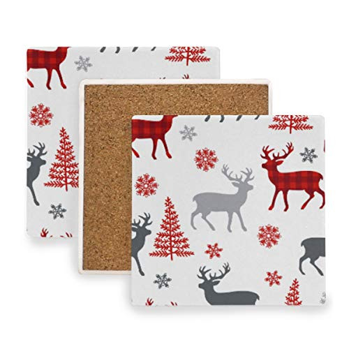 AGONA Absorbent Drink Coasters Christmas Tree Deer Snowflakes Coasters for Drink Ceramic Stone Coasters with Cork Backing Prevent Furniture from Dirty and Scratched Square Bar Coasters Set of 2 AGONA Absorbent Drink Coasters Christmas Tree Deer Snowflakes Coasters for Drink Ceramic Stone Coasters with Cork Backing Prevent Furniture from Dirty and Scratched Square Bar Coasters Set of 2