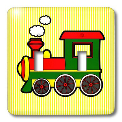 3dRose lsp_25422_2 Cute Train Red Stripe Background Toggle Switch Green Yellow