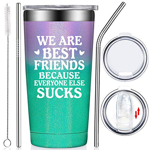 Best Friends Gifts for Women - We Are Best Friends Because Everyone Else Sucks - Funny Friendship Gifts for Coworker, Sister, Her, Bestie, Roommate, BFF Birthday Gifts Tumbler Cup - Glitter Mermaid
