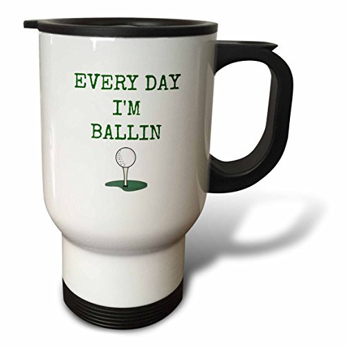 3dRose tm_172358_1" every day im shufflin, dancing man picture, red lettering" Travel Mug, 14 oz, Multicolor