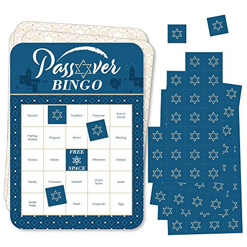 Big Dot of Happiness Happy Passover - Bingo Cards and Markers - Pesach Jewish Holiday Party Bingo Game - Set of 18