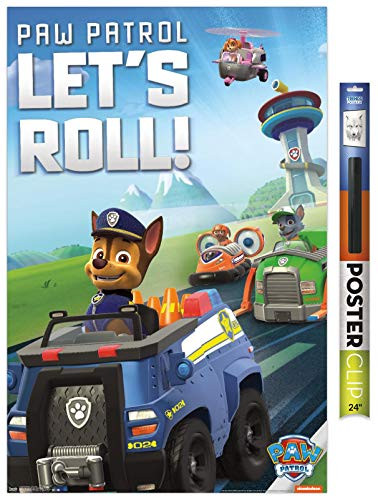 Trends International Poster Clip Nickelodeon Paw Patrol - Let's Roll, 22.375" x 34", Premium Poster & Clip Bundle