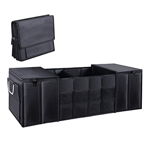 Tesla Car Trunk Organizer, Collapsible Portable Multi Compartments Trunk Storage Container for SUV,Truck,Vans,(Black)