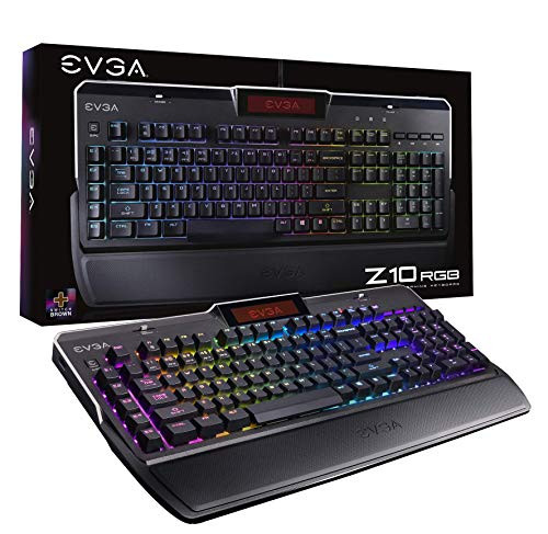 EVGA Z10 RGB Gaming Keyboard, RGB Backlit LED, Mechanical Brown Switches, Onboard LCD Display, Macro Gaming Keys