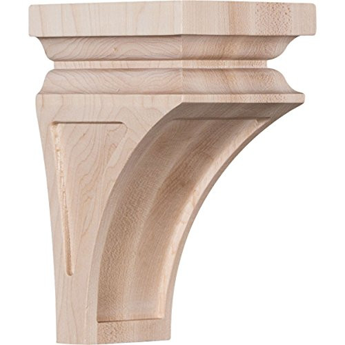 Ekena Millwork CORW03X03X06NEAL 3 1/2"W x 3 3/4"D x 6"H Mini Nevio Wood Corbel, Alder