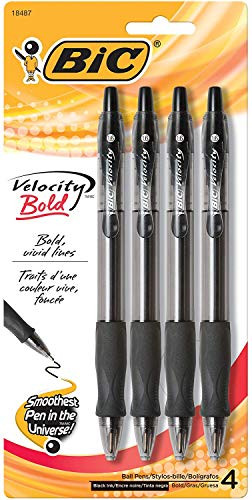 BIC Velocity Bold Retractable Ball Pen, Bold Point (1.6mm), Black, 16-Count