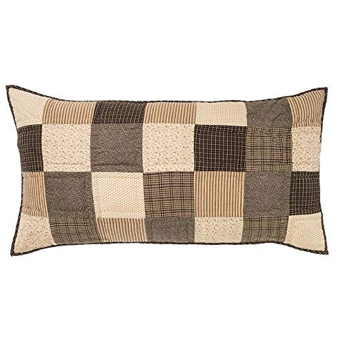 VHC Brands Kettle Grove Standard Sham 21x27 Primitive Country Patchwork Design, Country Black and Creme VHC Brands Kettle Grove Standard Sham 21x27 Primitive Country Patchwork Design, Country Black and Creme