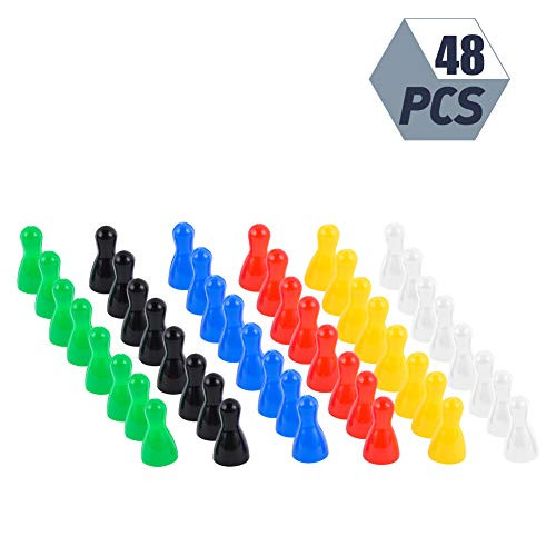 KINAKE 48 Pieces Multicolor Plastic Pawns Pieces Game for Board Games, Tabletop Markers Component