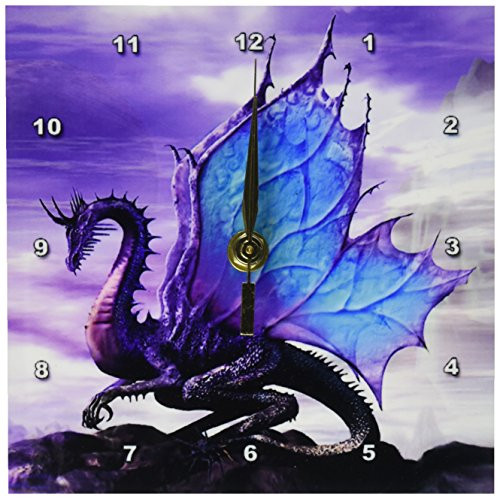 3dRose Fairytale Dragon Desk Clock, 6 by 6-Inch