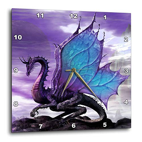 3dRose DPP_4144_2 Fairytale Dragon Wall Clock, 13 by 13-Inch