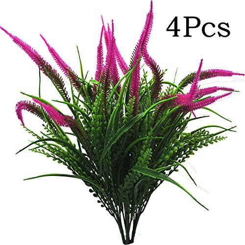 Artificial Plants Flowers Fake Outdoor UV Resistant Plants Faux Plastic Greenery Shrubs Indoor Outside for Home Decor 4Pcs Artificial Plants Flowers Fake Outdoor UV Resistant Plants Faux Plastic Greenery Shrubs Indoor Outside for Home Decor 4Pcs