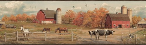 Chesapeake HTM48432B Winslow Black American Farmer Portrait Wallpaper Border