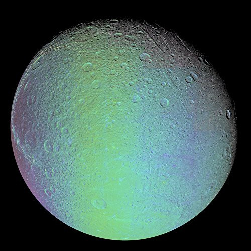 Posterazzi False color view of Saturn's moon Dione Poster Print, (14 x 14)