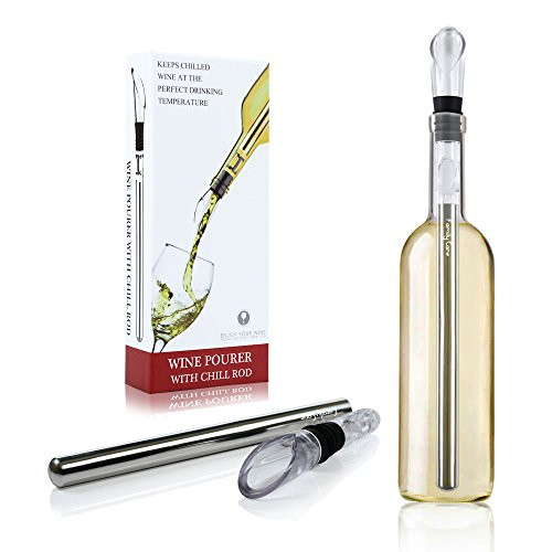 Wine Chiller - 3-in-1 Stainless Steel Wine Bottle Cooler Stick Freezer with Aerator and Pourer Decanter for Merlot Beer Whiskey Cocktails Grape by Family Care