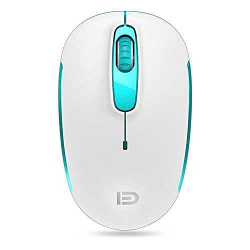 Wireless Mouse (Battery Included), FD M510c 2.4G Mini Silent Click Cordless Mouse, Optical Travel Mice with Nano USB Receiver for Desktop, Laptop, Computer, PC, Chromebook and Notebook (White&Green)