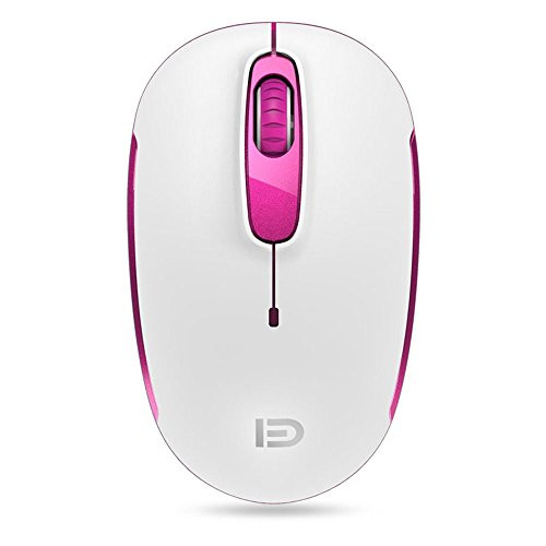 Wireless Mouse (Battery Included), FD M510c 2.4G Mini Silent Click Cordless Mouse, Optical Travel Mice with Nano USB Receiver for Desktop, Laptop, Computer, Chromebook and Notebook (White and Pink)