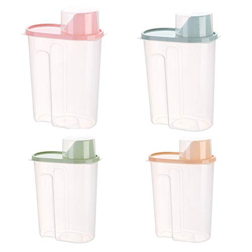 Cereal Rice Snack Food Storage Container with Measuring Cup Scale Cover Rice Kitchen Pantry Storage Container for Grain Pet Food Storage Organization Pack of 4 Large 2.5L