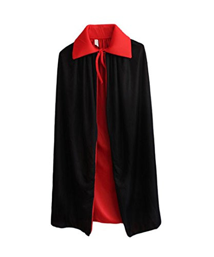 KENNEDY US Children Devil Vampire Costume Cape Kids Halloween Cosplay Black and Red Reversible Cloak