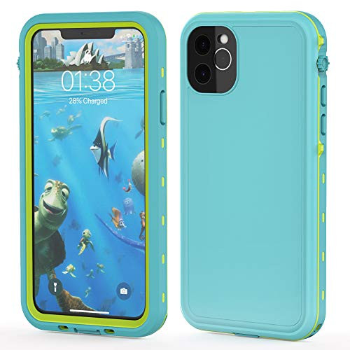 LOVE BEIDI iPhone 11 Pro Max Waterproof case 6.5'', Rugged iPhone 11 Pro Max Case with Screen Protector, Shockproof Full-Body Dustproof Case for iPhone 11 Pro Max 6.5 (Cyan/Green)