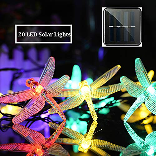 MZD8391 Solar String Lights, 20 LED Dragonfly String Lights, Waterproof Decorative String Lights for Patio, Garden, Gate, Yard, Party, Wedding (Solar Dragonfly Light)