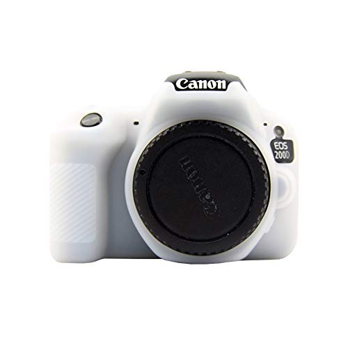 Easy Hood Case for Canon EOS Rebel SL2 SL3, Anti-Scratch Soft Silicone Housing Protective Cover Protector Skin for Canon EOS 200D Rebel SL2 / EOS 200D II Rebel SL3 Digital Camera (White)