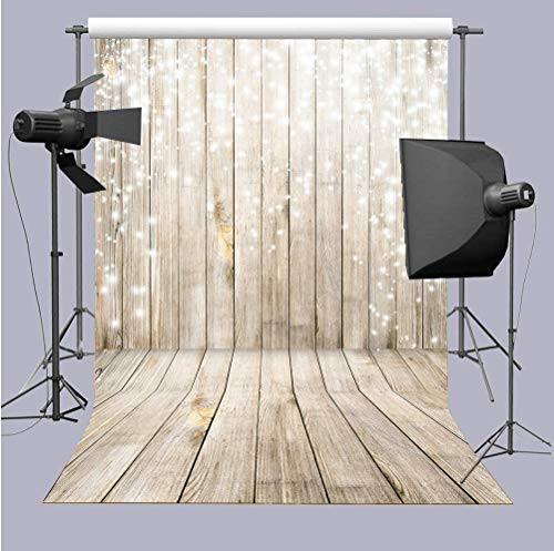 Art Studio 5x7ft Children Birthday Party Backdrops Decor Supplies Bokeh Snowflake Wooden Floor for Baby Shower Photo Background Studio Props Booth Vinyl