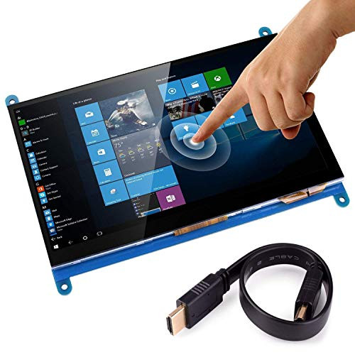 Longruner 7 Inch Capacitive Touch Screen TFT LCD Display HDMI Module 1024 x 600 for Raspberry Pi 3 2 Model B and RPI 1 B+ A BB Black PC Various Systems