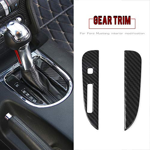 Car Gear Shift Panel Cover Trim Decor Frame for Ford Mustang 2015 2016 2017 (Carbon Fiber Grain)