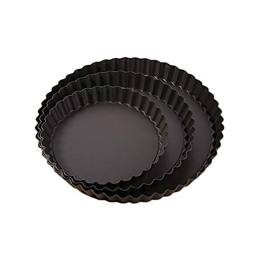 LARATH 6 Inch Round Tart Pan with Removable Bottom Quiche Pan Non-Stick Cake Flan Pan Oven Cooking Tools for Baking Cakes, Muffins, Cupcakes, Black