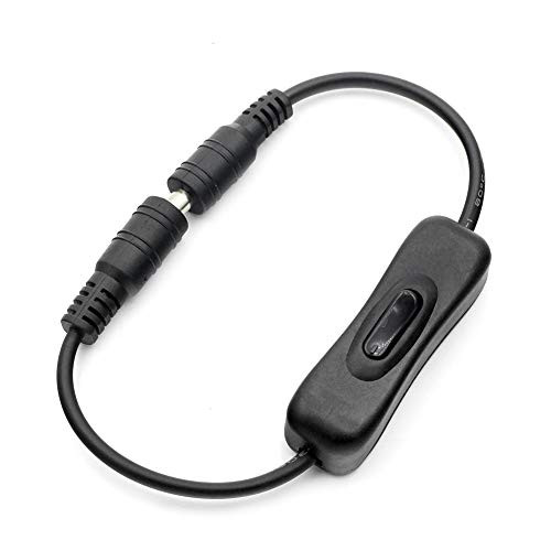 E-outstanding 3-Pack DC 12V in-Line Power Extension Cable On/Off Switch Cable for CCTV Camera LED Strip Light DC Male Female Plug Connector Cable 5.5x2.1mm Black