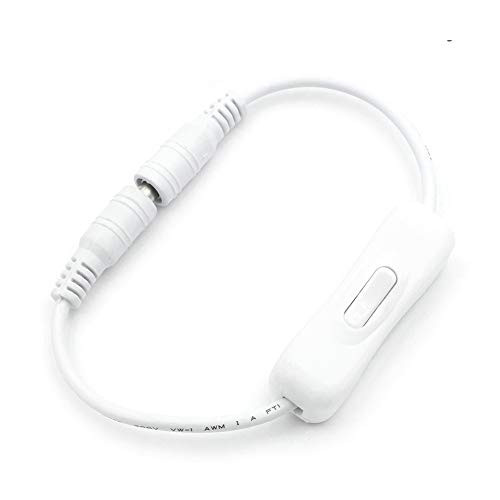E-outstanding 3-Pack DC 12V in-Line Power Extension Cable On/Off Switch Cable for CCTV Camera LED Strip Light DC Male Female Plug Connector Cable 5.5x2.1mm White